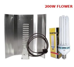 КОМПЛЕКТ CFL 200W, ЕНЕРГОЗБЕРІГАЮЧІ, ЛАМПА ЕСЛ ELEKTROX FLOWER (КОЛІР) ПІДСИЛЮЄТЬСЯ ВІДБИВАЧ ELEKTROX "ДЗЕРКАЛО"