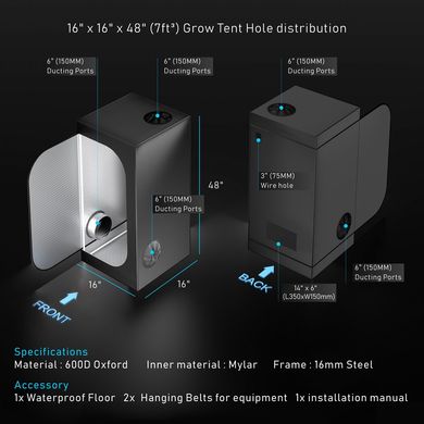 40x40x120cm GROWBOX VF40, ШАФА, НАМЕТ ДЛЯ РОСЛИННИЦТВА, VF Krakow, GrowTent, Diamond